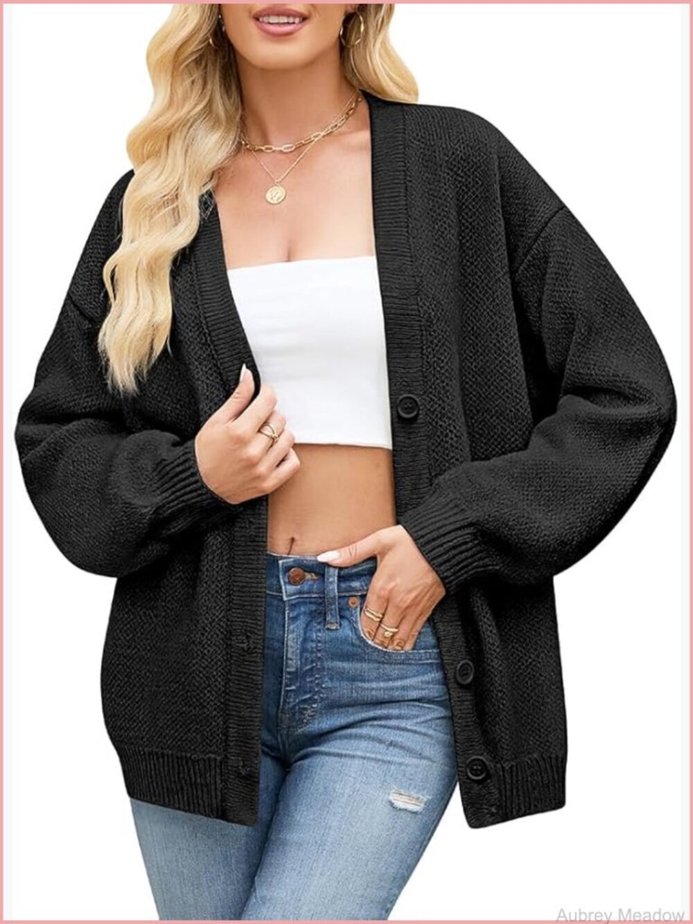 Women's Long Sleeve Button Knit Cardigan Open Front Sweater